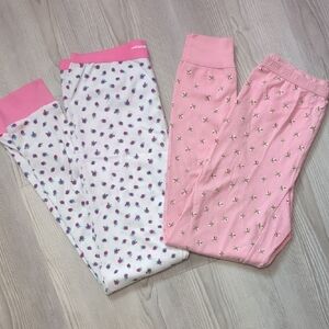 Long Johns Joe Boxer Waffle Pants Pink and White Pajama Bottoms